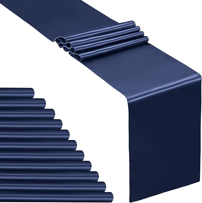 SiinvdaBZX 12 Pcs Navy Blue Satin Table Runner 12 x 108 inches Long | Bright by SiinvdaBZX