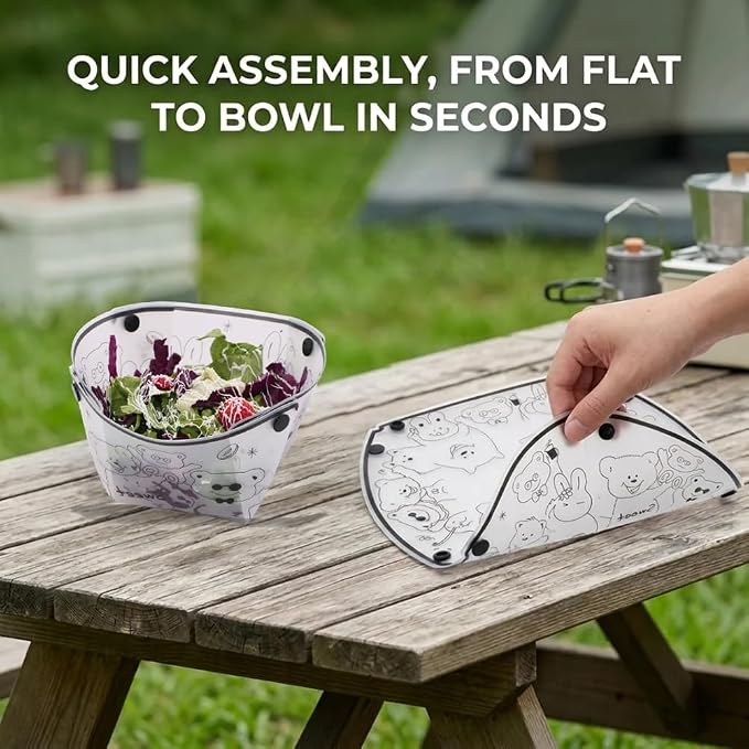 9-Piece Collapsible Tableware Set Bowls Cups Plates | Foldable Salad Bowl - Image 4