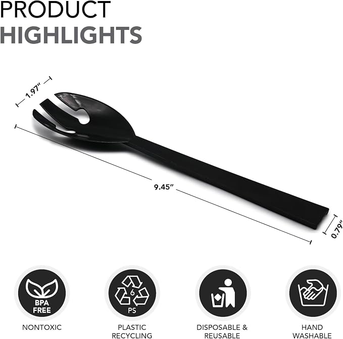 Party Essentials Plastic Party Buffet Serving Utensils Kit, Spoons/Forks/Tongs - Image 6