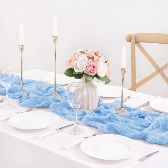 12 Pack Baby Blue Cheesecloth Table Runner 10ft Baby Shower Decor | Lightweight - Image 4