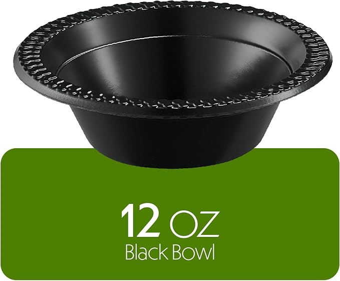 PLASTICPRO 800 PCS Black Plastic Bowls Light Weight 12 oz Plastic Soup Bowls - Image 7
