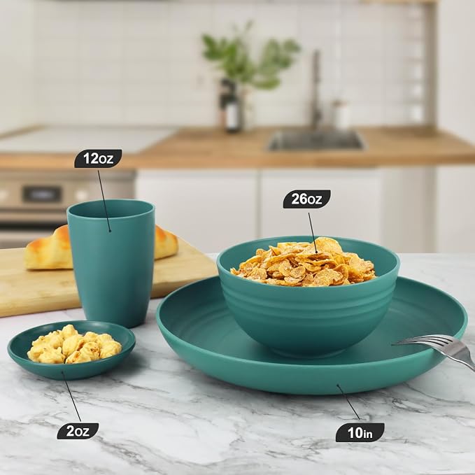 Wheat straw plates and bowls set of 16 - Image 3