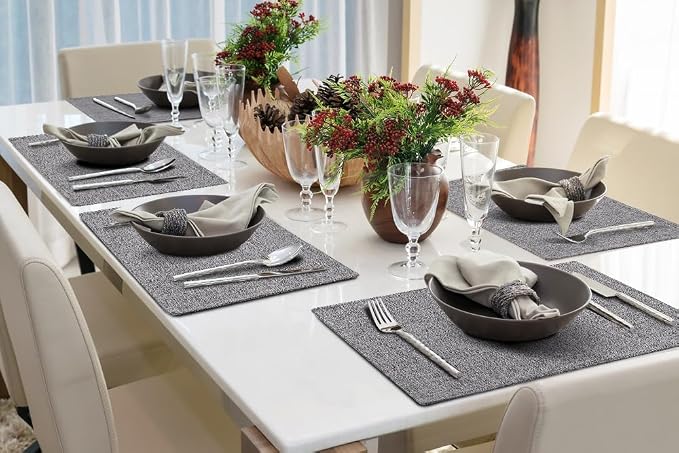 Faux Cotton Linen Placemats Set of 4, Cloth Washable Farmhouse Dining Table Mats - Image 9