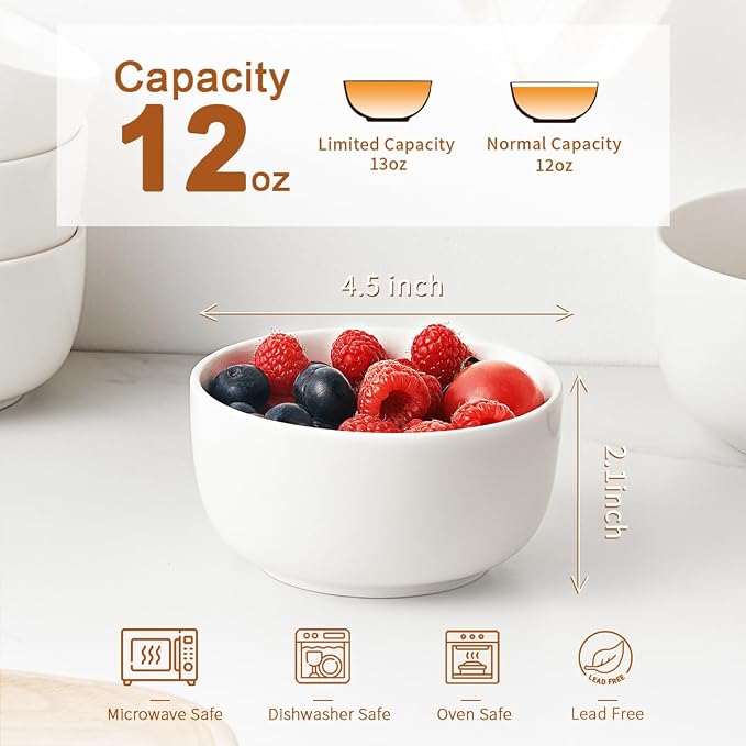 Jassceram 12 oz Ice Cream Bowls, 4.5 Inch, - Image 2