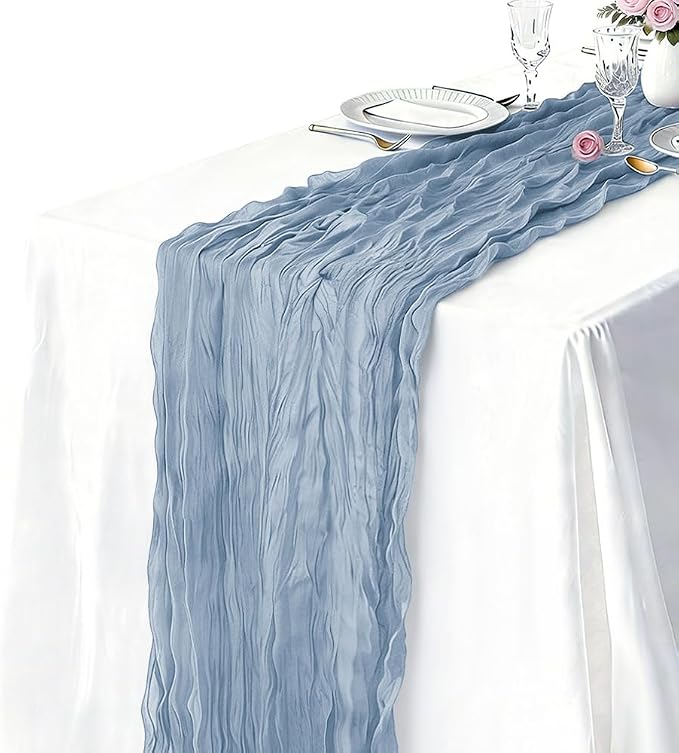 10 Pack Dusty Blue Cheesecloth Table Runner 21 x 120 Inch Boho Gauze Sheer - Image 2