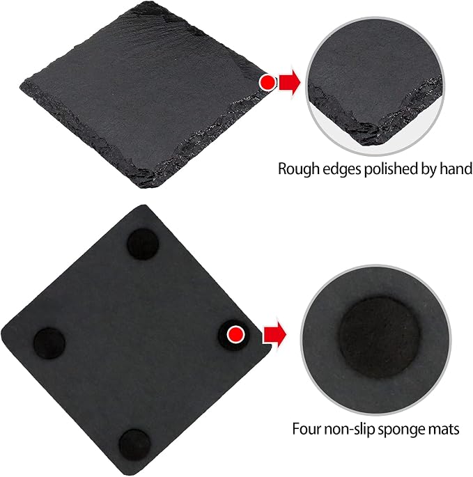VIBRATITE 24 Pack 4 Inch Square Black Slate Drink Coasters | Laser Engraving - Image 3