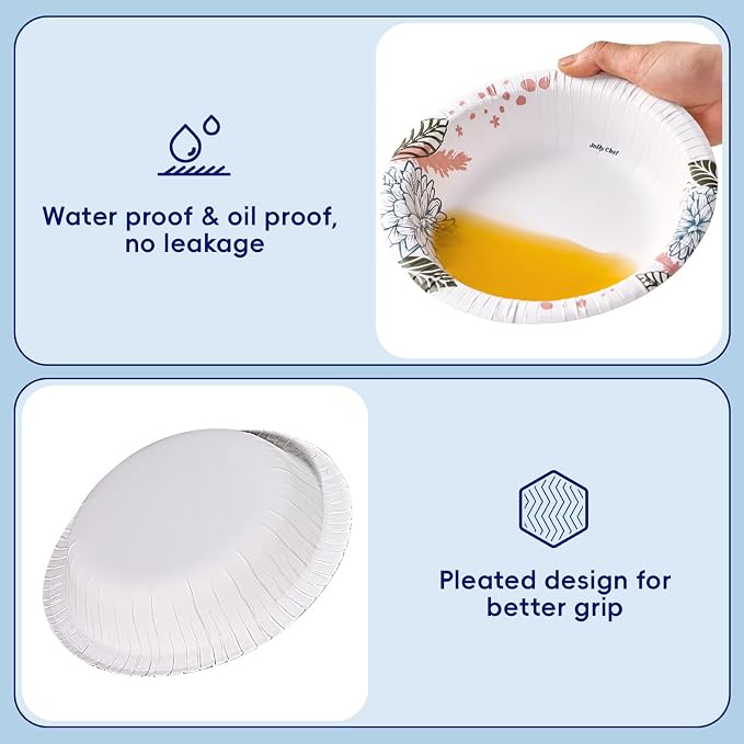 160 Count Paper Bowls 20 oz Soak Proof and Cut Proof Microwave Safe Heavy Duty - Image 2