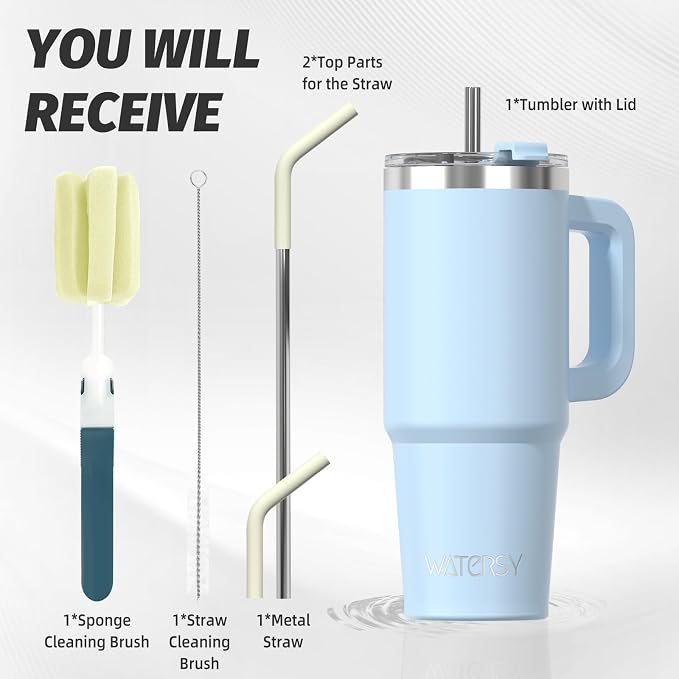 30 oz Tumbler with Handle, Tumbler with Lid and Straw, Double Wall Insulated - Image 3