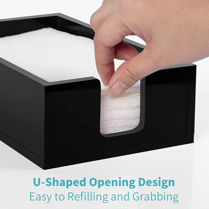 Acrylic Bathroon Napkin Holder, Disposable Hand Towels Tray（Black） | 8mm Thick - Image 3