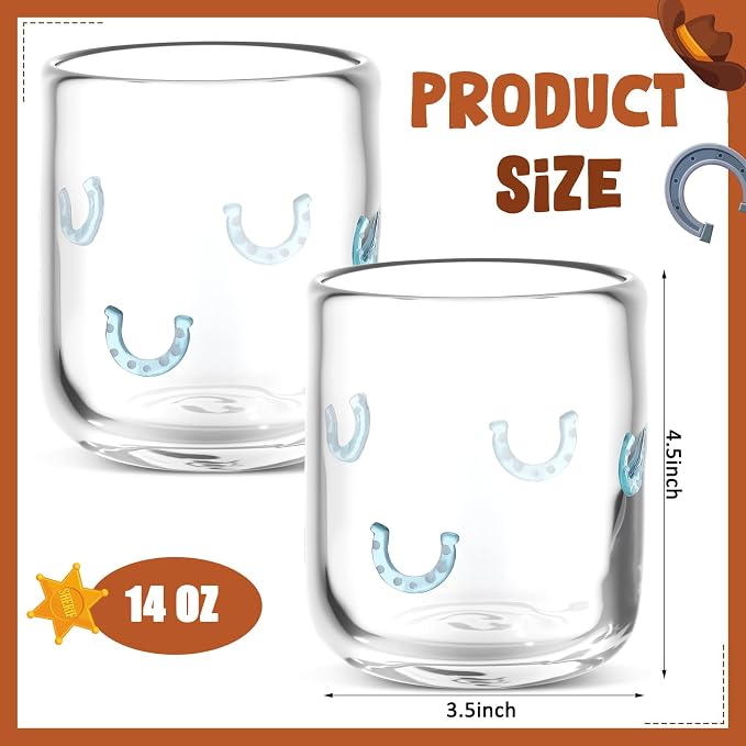 SiliFine 2 Pcs Horseshoe Icon Juice Glasses - 14oz Blue Horseshoe Stemless Wine - Image 2