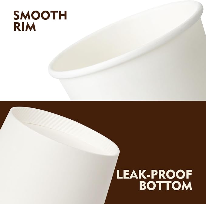 YEEHAW 8 oz 500 Pack Coffee Cups White Paper Cups | - Image 3