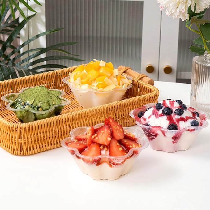 TOFLEN 8 oz Dessert Cups with Spoons, 50 Pack | Clear Plastic, Disposable - Image 7