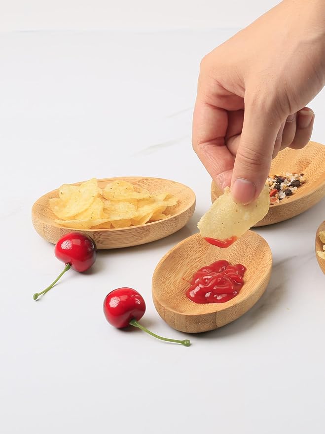 Mini Serving Dishes, Bamboo Small Appetizer Plates - Image 5