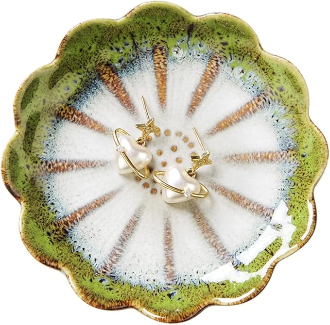 Lotus Ring Holder Dish Small Indoor Ash Tray, Ceramic Dessert Plate Trinket by JAMEND+CLXP