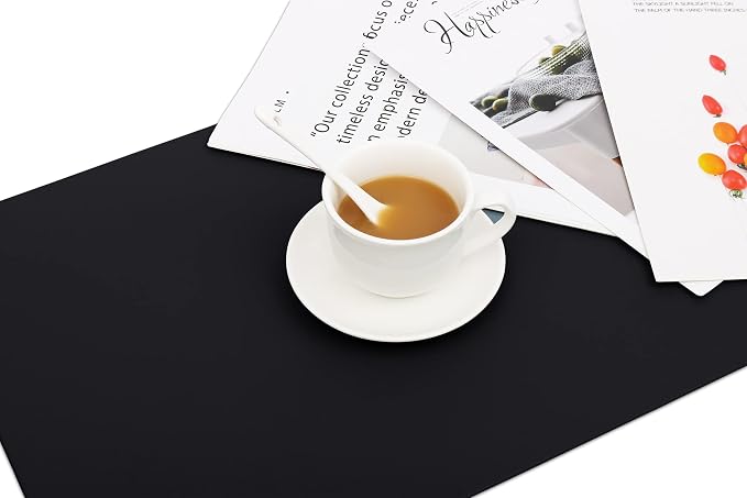 Vinjiasin Placemats Set of 6 Black Leather Place Mats Kitchen Dining Table Mats - Image 8