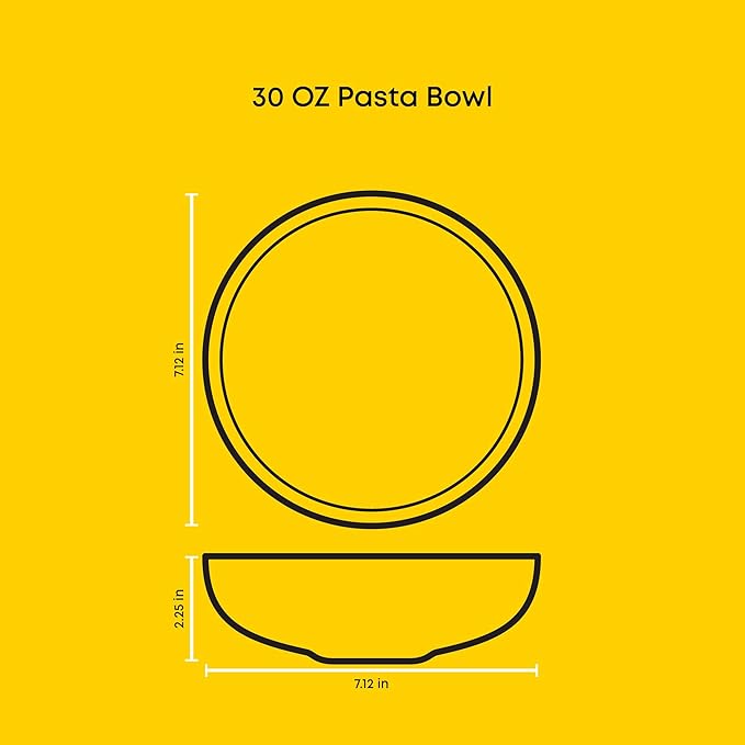 JoyJolt Mesa 30oz Stoneware Pasta Bowls Set of 4, Salad and Serving Bowl - Image 4
