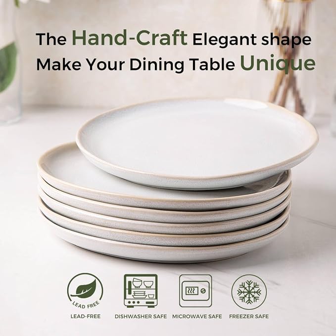 AmorArc Ceramic Plates Set of 6, 8.5 Inch Stoneware Small Dinner Plates Set | - Image 2