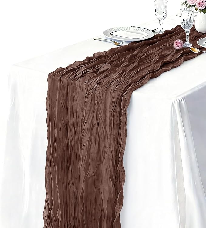 10 Pack Nude Brown Cheesecloth Table Runner 21 x 120 Inch Boho Gauze Sheer - Image 2