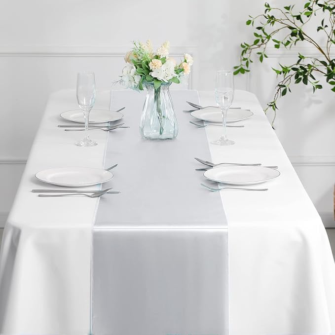 Manyshofu Silver Satin Table Runner 12x108 - Image 7