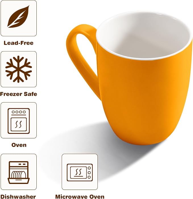 Urbanstrive 16 oz Large Coffee Mugs Set of 6 Ceramic Coffee Mug White Coffee - Image 3