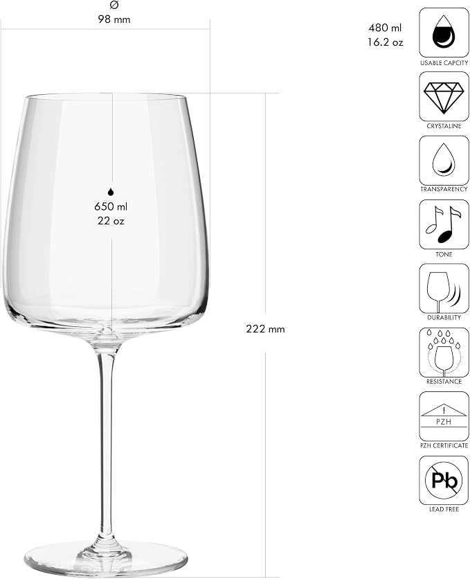 Krosno Large White Wine Glasses, 16.2 oz, Modern Collection, Premium - Image 2