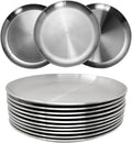 CAMBUY Stainless Steel Plates 9 inch 10 Pcs Metal Dinner Dishes Plate Set | by CAMBUY
