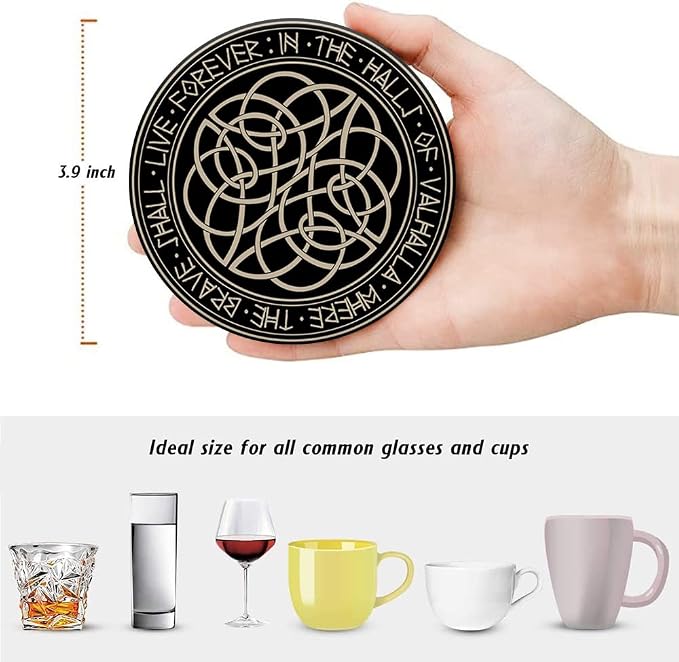 HUXJOKO Coasters for Drinks Set of 6, Round Stone Mat, - Image 2