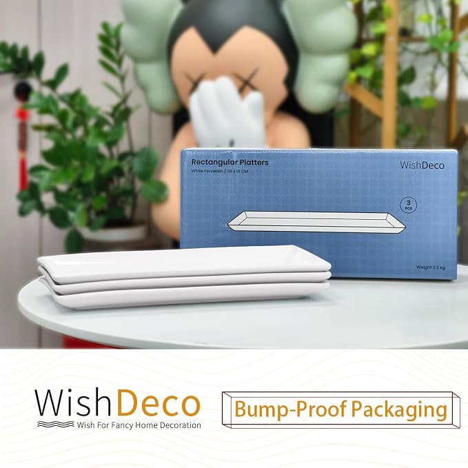 Serving Platters Set of 3, Large Serving Trays 14 inch, Ceramic Rectangle Plate - Image 5