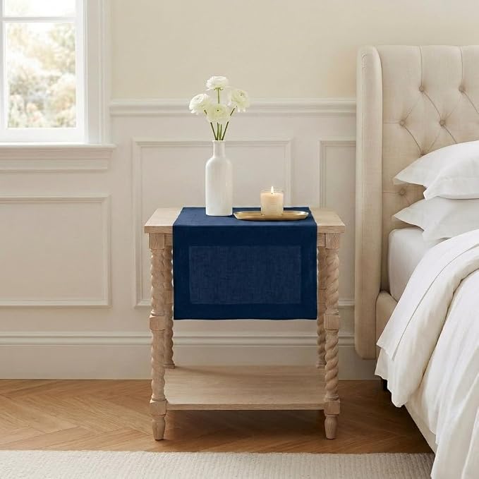 Classic Linen™ by D'Moksha Navy Blue Table Runner 36 Inches, 100% Pure Linen by DMokshaHomes