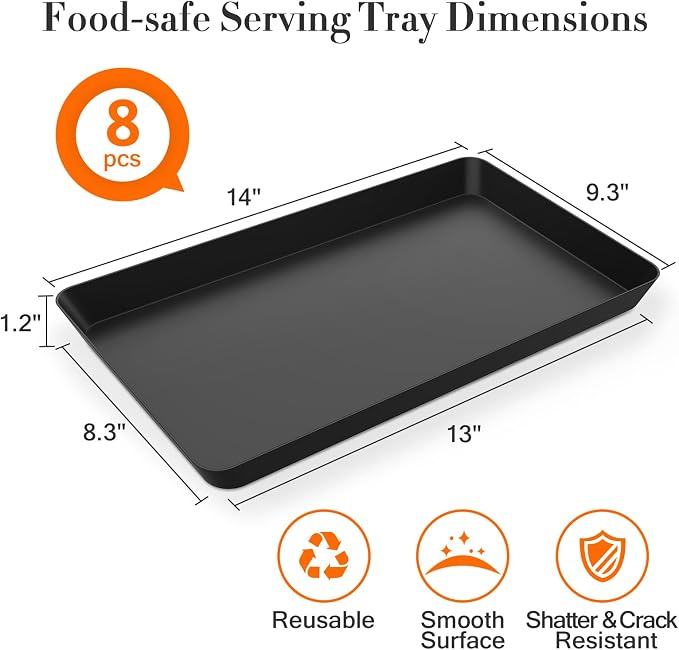 WOWBOX 8 pcs Serving Tray for Entertaining, Serving Platters for Snacks - Image 2