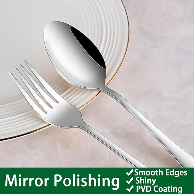 24-Piece Silverware Set with Steak Knives, Flatware Set Service - Image 3