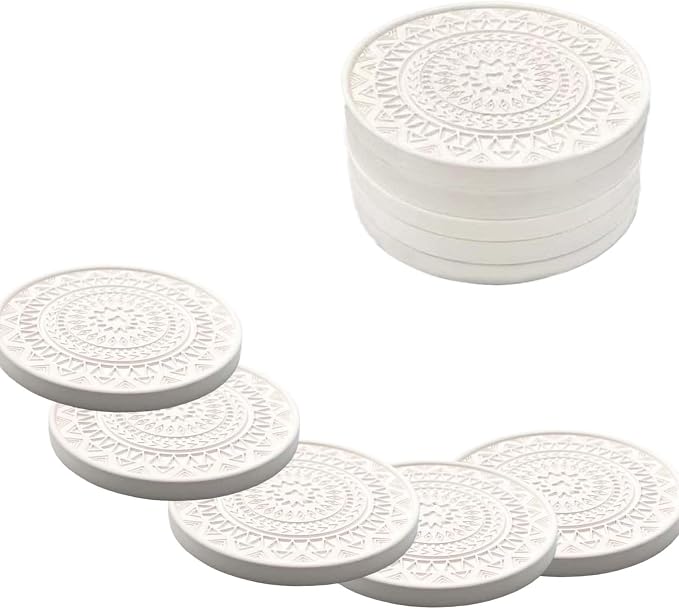 5 Pack Absorbent Stone Coasters, Quick-Drying Diatomaceous Earth Drink Coasters by Unknown