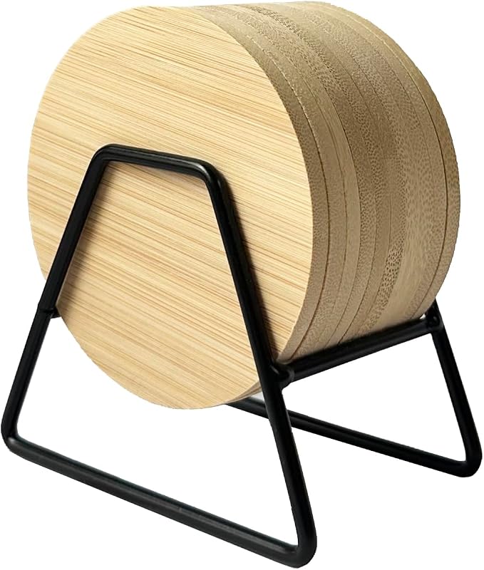 Set of 10 Bamboo Wood Coasters, Bamboo Drink Coaster by PACEKONER