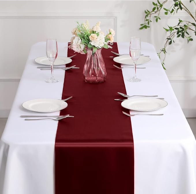 Manyshofu Maroon Satin Table Runner 12x108 - Image 8