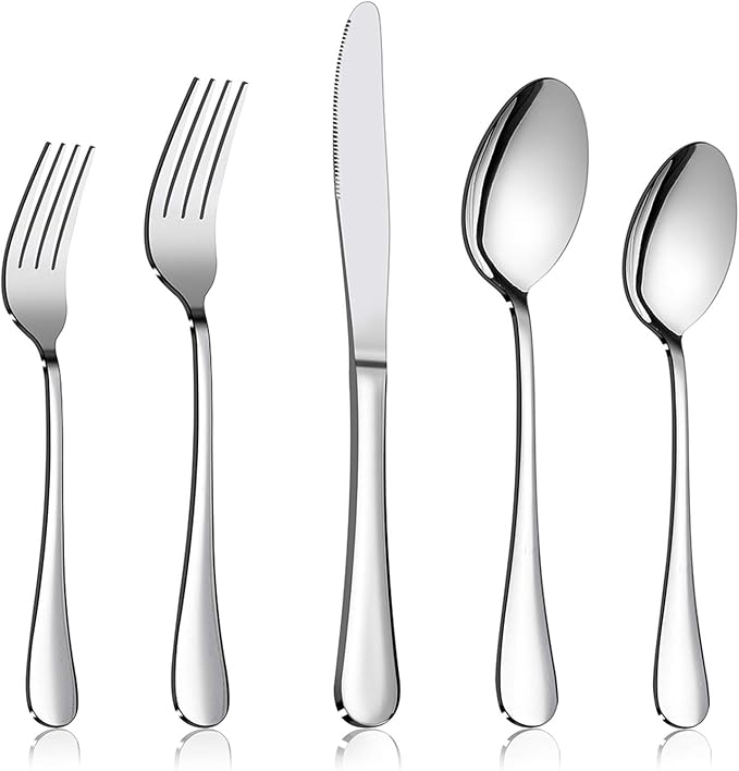 Silverware Set Service for 2, E-far 10-Piece Stainless Steel Flatware Set by E-far