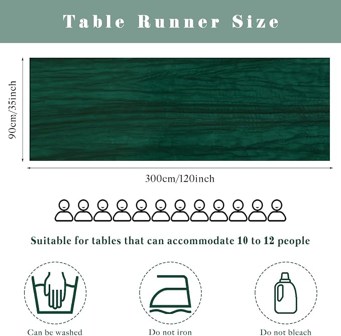 10FT Emerald Green Cheesecloth Table Runner Gauze Fabric 35 x 120 Inches Long - Image 3