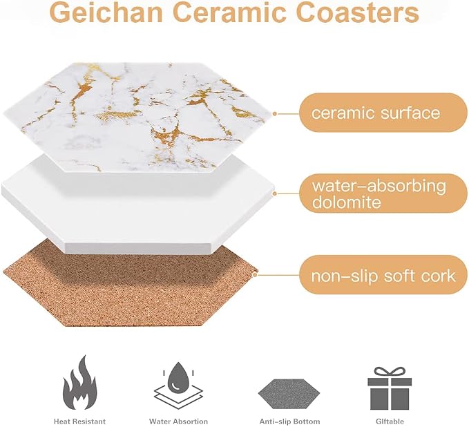 Marble Gold Coasters for Drinks Absorbent - Image 4