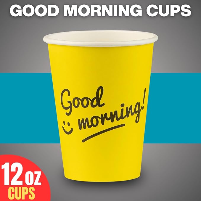 Disposable Coffee Cups, To Go Paper Hot Cups, Good Morning Design - Image 7