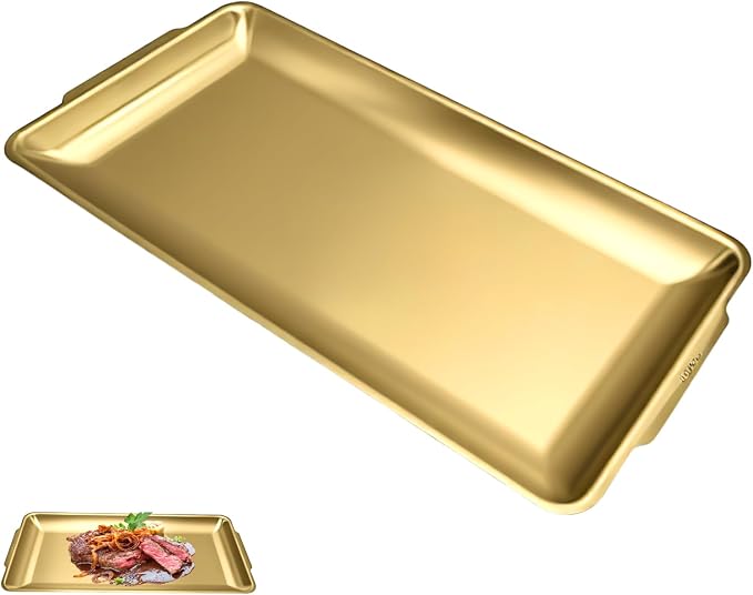 304 Stainless Steel Food Serving Tray, 12.6 Inch Rectangular Serving Tray by Aynaxcol