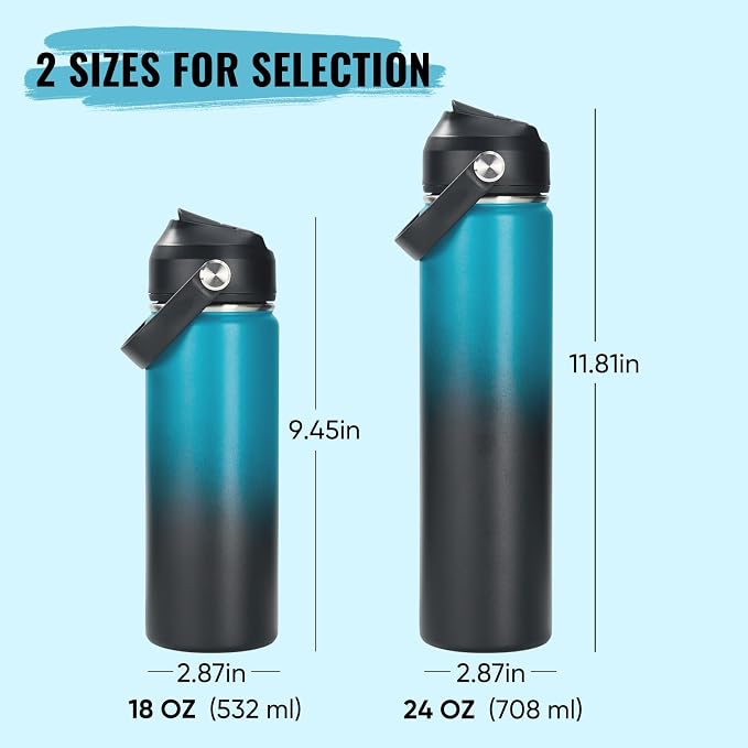 Fijinhom 24oz Insulated Stainless Steel Water Bottle, Wide Mouth Double Wall - Image 2