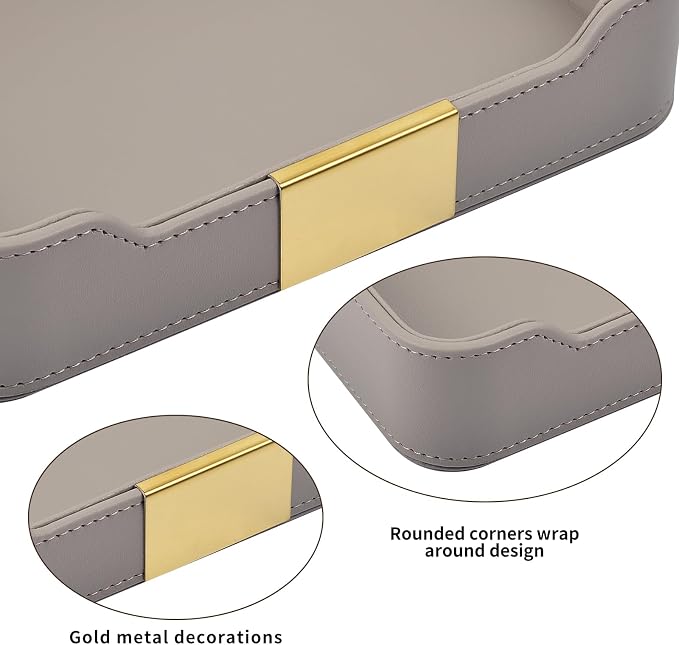 Luxury Leather Valet Tray Desktop Storage Organizer, Bedside Vanity Catchall - Image 6