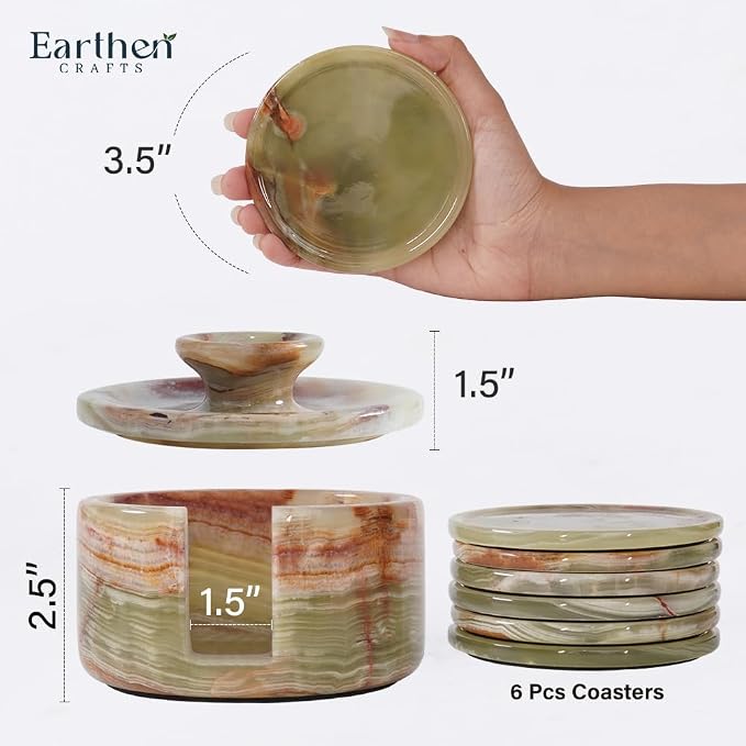 Green Onyx Marble Coasters Set of 6 - Image 3
