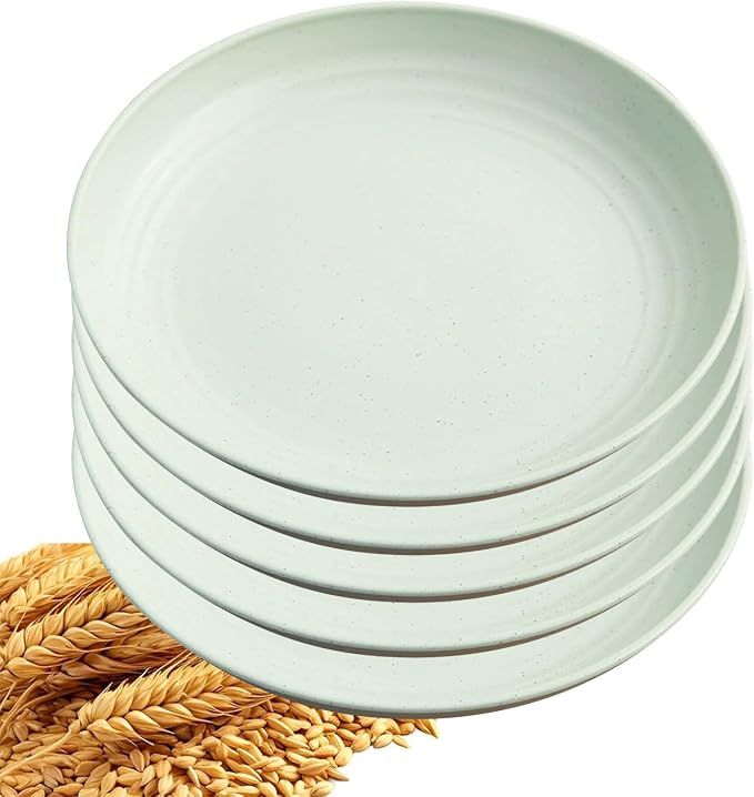 5Pcs Dinner Plates Wheats Straw Plates Set Unbreakable Reusable, Lightweight by Unknown