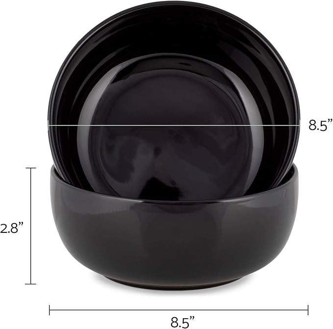 Elanze Designs Bistro Glossy Ceramic 8.5 inch Large Serving Bowls Set of 2 - Image 3