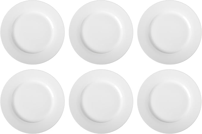 Amazon Basics 6-Piece White Dinner Plate Set, Microwave and Dishwasher Safe - Image 3