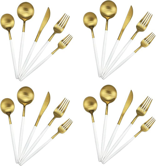 20-Piece 18/10 Stainless Steel Flatware Silverware, Luxury Dinnerware Set by Gugrida