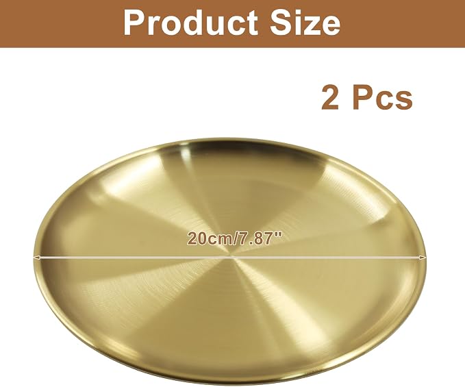 Piutouyar 2 Pcs 20 cm / 7.87 Inch Round Serving Tray, Decorative Tray Circular - Image 2