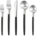 Silverware set for 6, Ollex 30-Piece Black and Silver Silverware Set include by OllexSilverwareSets