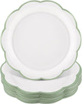 30 Pcs Sage Green and White Paper Plates, 7 In White Plates by NatNarr
