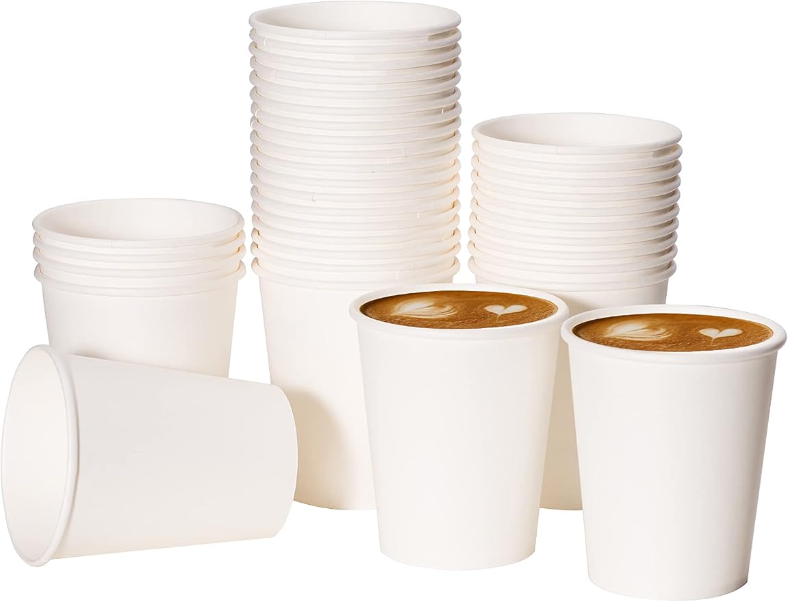 RACETOP 8 oz Disposable Paper Coffee Cups, 1000 Pack | Leak-proof Paper by RACETOP
